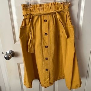 Mustard yellow button skirt